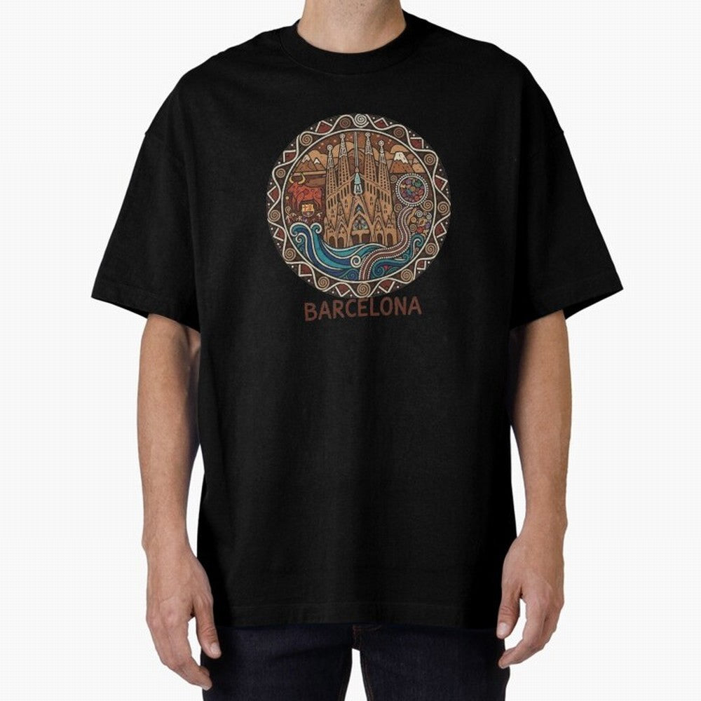 BARCELONA Oversized T-Shirt Bring Trophy Dreams to the FIFA World Cup 2026 USA Canada Mexico Journey through Cristiano Ronaldo Highlights, France and Portugal Pride, Worldwide Fan Energy, Dramatic Goals, Stadium Lights and Championship