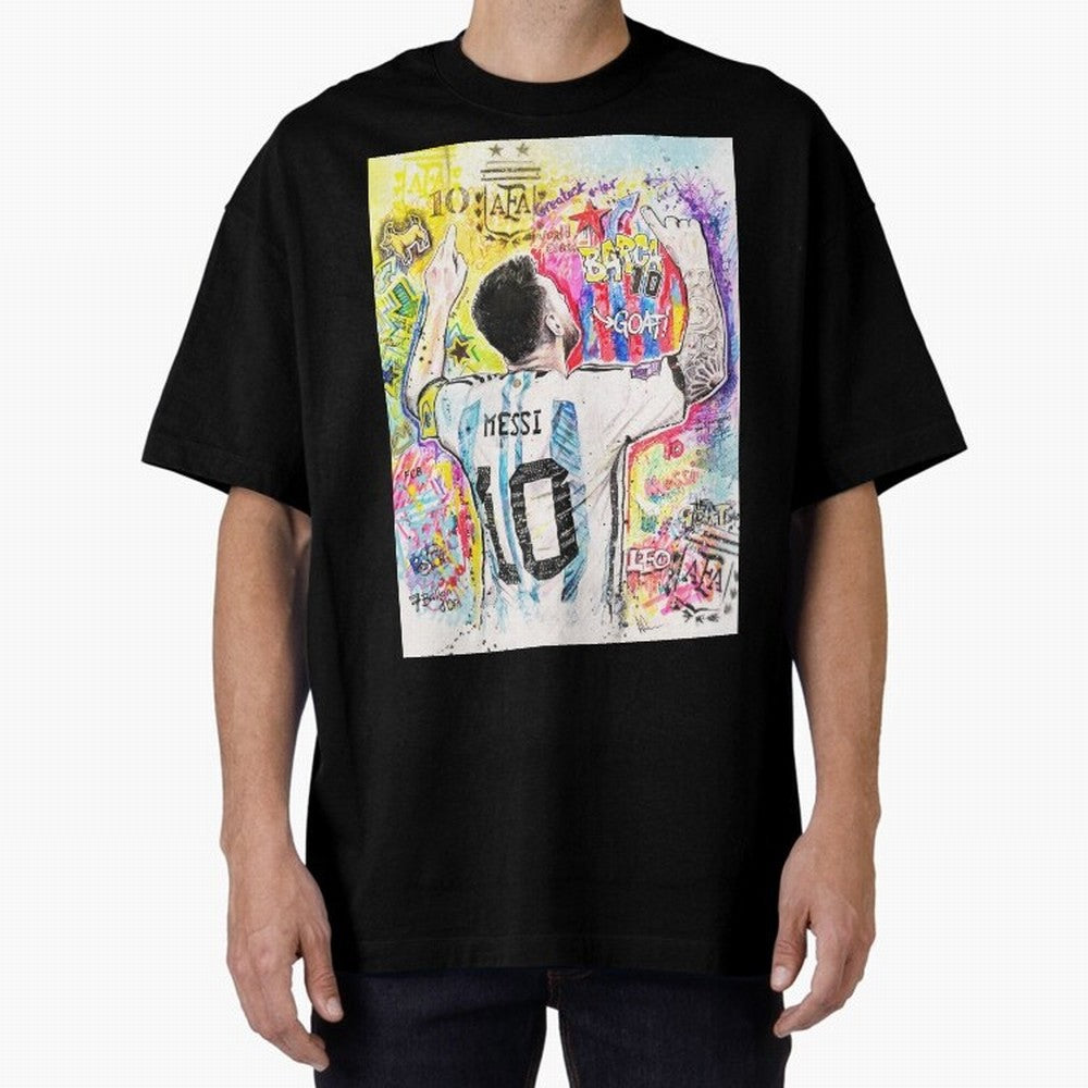 Lionel Messi Oversized T-Shirt Celebrate Football Heritage in FIFA World Cup 2026 Spirit, Celebrating Portugal, Messi, Neymar and Mbappe, Match Day Excitement, Supporter Culture, Golden Goals and Global Football Passion; Perfect for Fans,