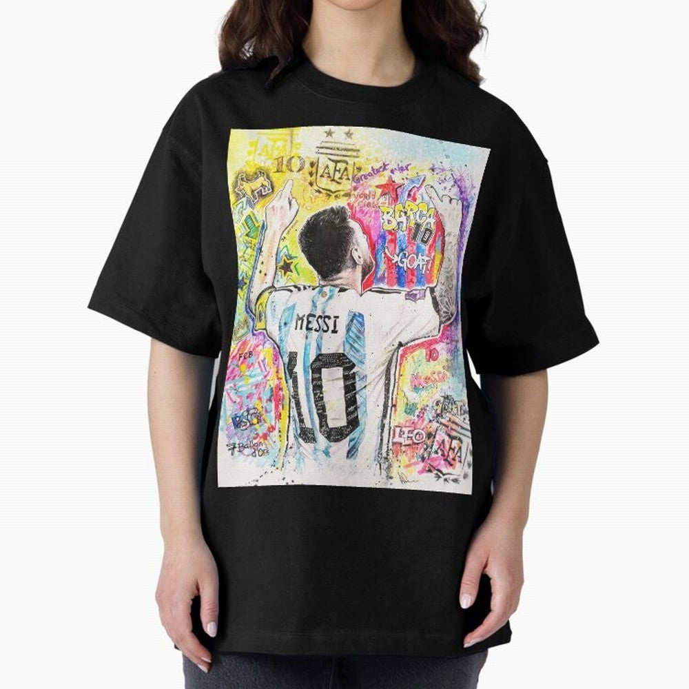 Lionel Messi Oversized T-Shirt Celebrate Football Heritage in FIFA World Cup 2026 Spirit, Celebrating Portugal, Messi, Neymar and Mbappe, Match Day Excitement, Supporter Culture, Golden Goals and Global Football Passion; Perfect for Fans,