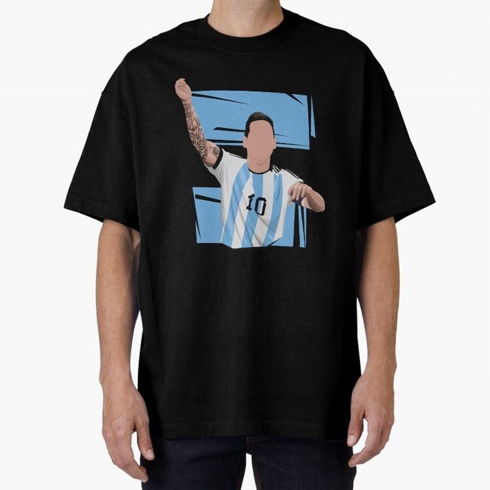 Messi Singing with Crowd World Cup 2022 Oversized T-Shirt Represent Football Lovers during FIFA World Cup 2026 Centered on Messi, Argentina and Brazil Energy, Stadium Memories, Football Loyalty, International Chants and Championship Tradition;