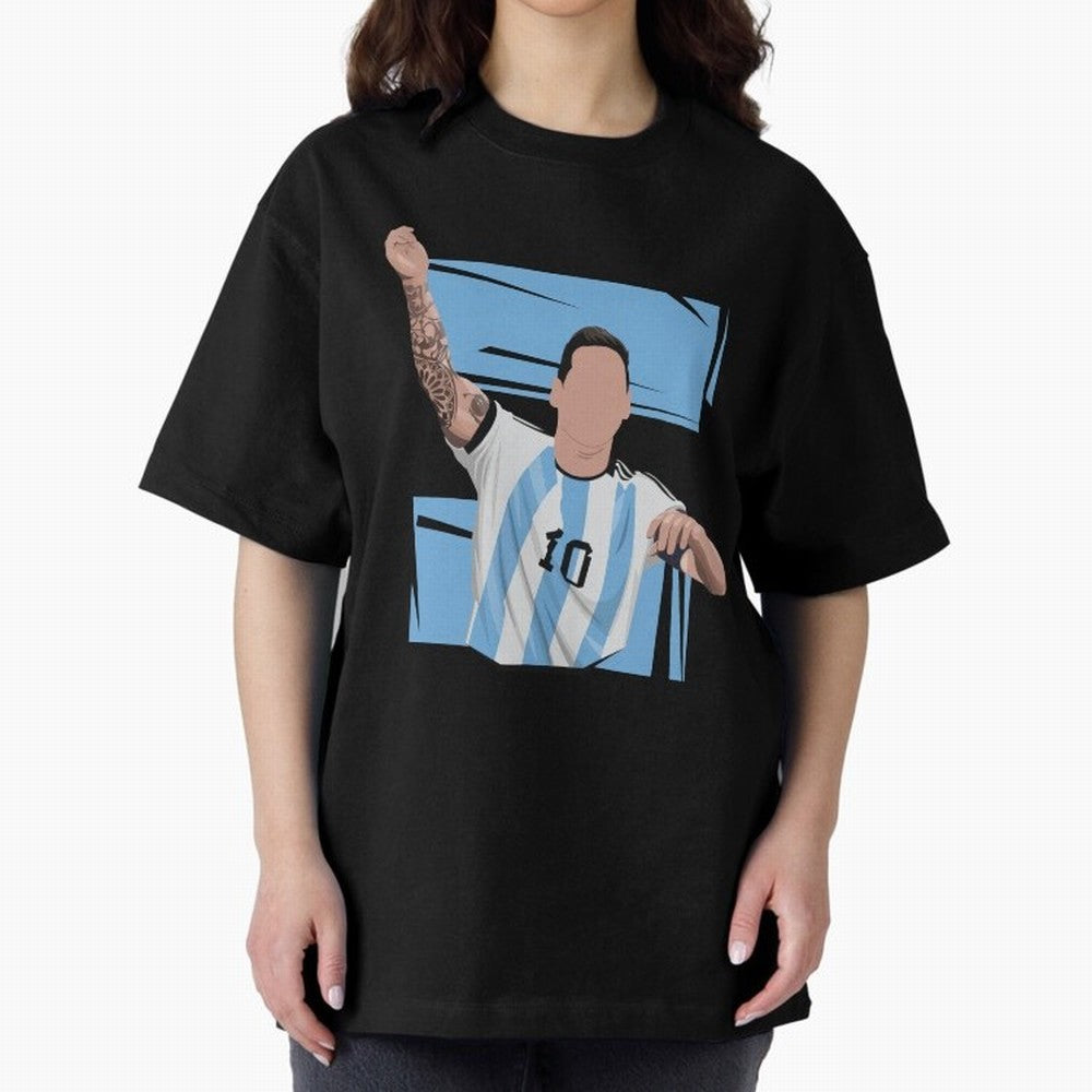 Messi Singing with Crowd World Cup 2022 Oversized T-Shirt Represent Football Lovers during FIFA World Cup 2026 Centered on Messi, Argentina and Brazil Energy, Stadium Memories, Football Loyalty, International Chants and Championship Tradition;