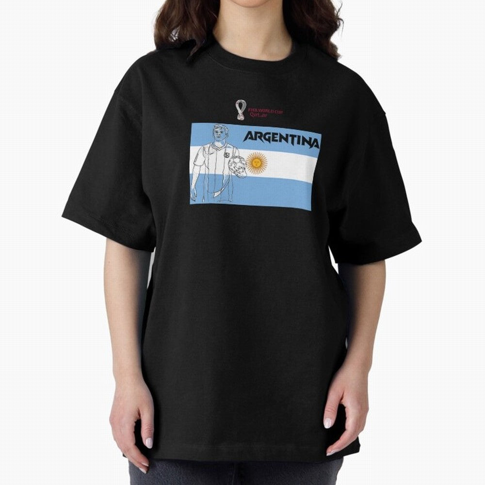 Argentina - FIFA World Cup - Qatar 2022 Oversized T-Shirt Bring a Vintage Feel to Global Football Passion for FIFA World Cup 2026 Group Stage, Featuring Mbappe and Neymar, Brazil, Fan Favorite Moments, National Team Passion, Big Match Drama and