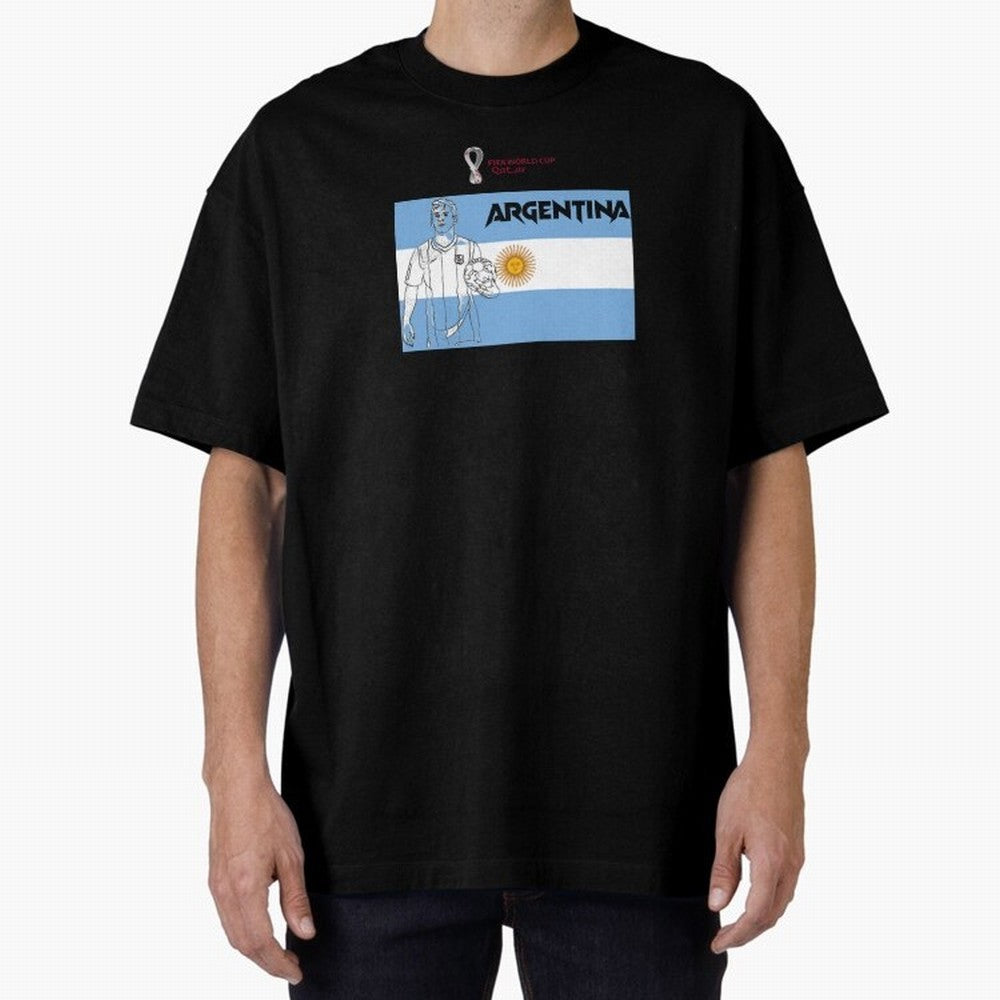 Argentina - FIFA World Cup - Qatar 2022 Oversized T-Shirt Bring a Vintage Feel to Global Football Passion for FIFA World Cup 2026 Group Stage, Featuring Mbappe and Neymar, Brazil, Fan Favorite Moments, National Team Passion, Big Match Drama and