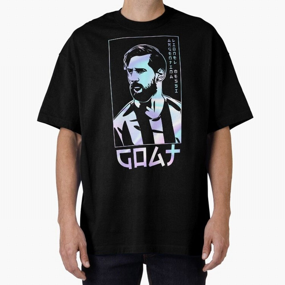 Lionel Messi Holographic Style Portrait art illustration Classic T-Shirt Bring Legendary Rivalry Energy to Global Football Passion for FIFA World Cup 2026 Group Stage, with Messi, Argentina, France and Brazil, Match Day Excitement, Supporter