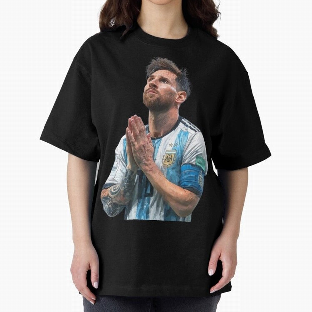 Argentina Messi Football Oversized T-Shirt Show Your Tournament Heart for Global Football Passion for FIFA World Cup 2026 USA Canada Mexico, Highlighting Messi, CR7 and Mbappe, France, Goal Celebration Energy, Supporter Heritage, Football Icons and