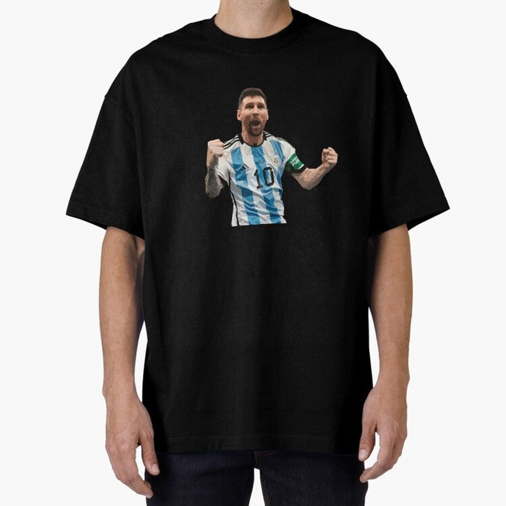 Messi World Champion #2 Oversized T-Shirt Back the Journey through Global Football Passion for FIFA World Cup 2026 Group Stage, with Neymar, Haaland and Cristiano Ronaldo, France, Football Festival Excitement, Trophy Ambitions, Country Rivalries