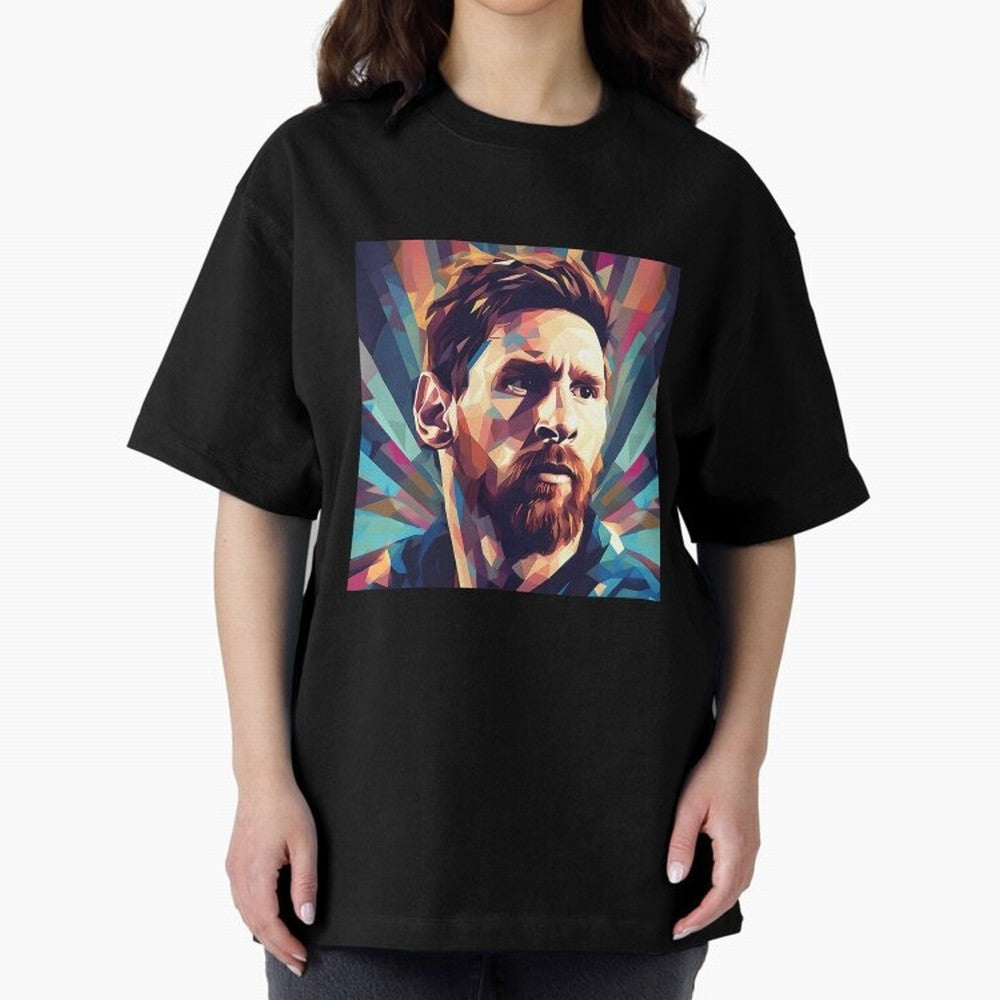 Lionel Messi Portrait Abstract Digital Football Player Classic T-Shirt Carry the Dream of FIFA World Cup 2026 Group Stage Connected to Messi, Neymar and Mbappe, England, France and Netherlands Energy, Classic Soccer Heritage, Championship Pressure,