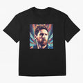 Lionel Messi Portrait Abstract Digital Football Player Classic T-Shirt Carry the Dream of FIFA World Cup 2026 Group Stage Connected to Messi, Neymar and Mbappe, England, France and Netherlands Energy, Classic Soccer Heritage, Championship Pressure,