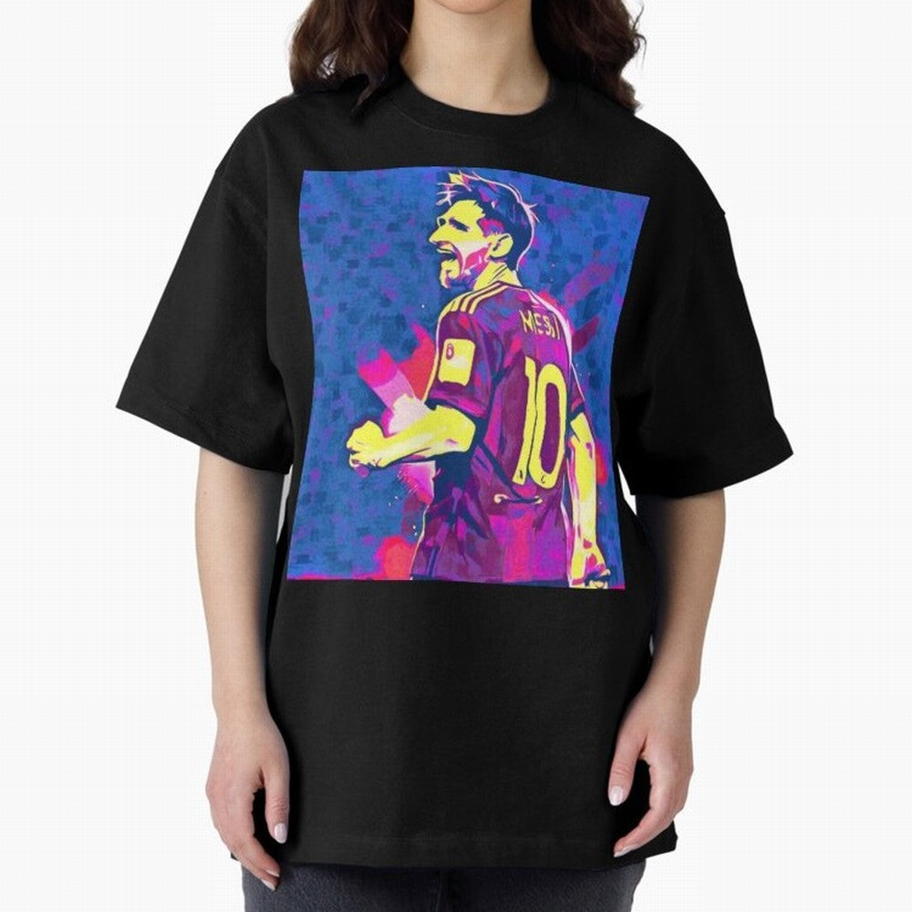 Lionel Messi art Oversized T-Shirt Show Your Tournament Heart for FIFA World Cup 2026 USA Canada Mexico Spirit, Capturing Argentina, CR7 and Messi, Champion Mindset, Group Stage Buzz, Knockout Tension and Passionate Fan Culture; Perfect for Fans,