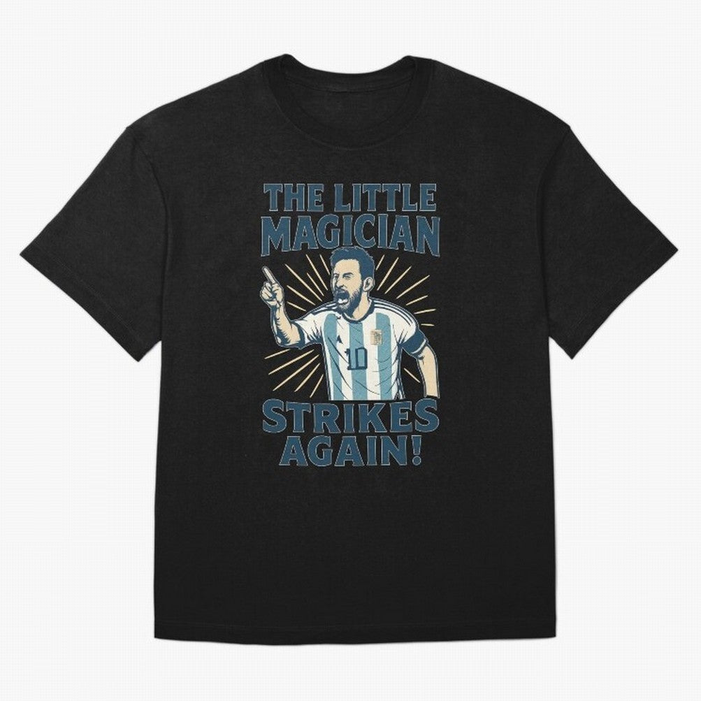 Messi - The Magician Oversized T-Shirt Celebrate the Magic of FIFA World Cup 2026 Group Stage Spirit, Driven by Portugal, Messi, Match Day Excitement, Supporter Culture, Golden Goals and Global Football Passion; Perfect for Supporters Who Want Bold