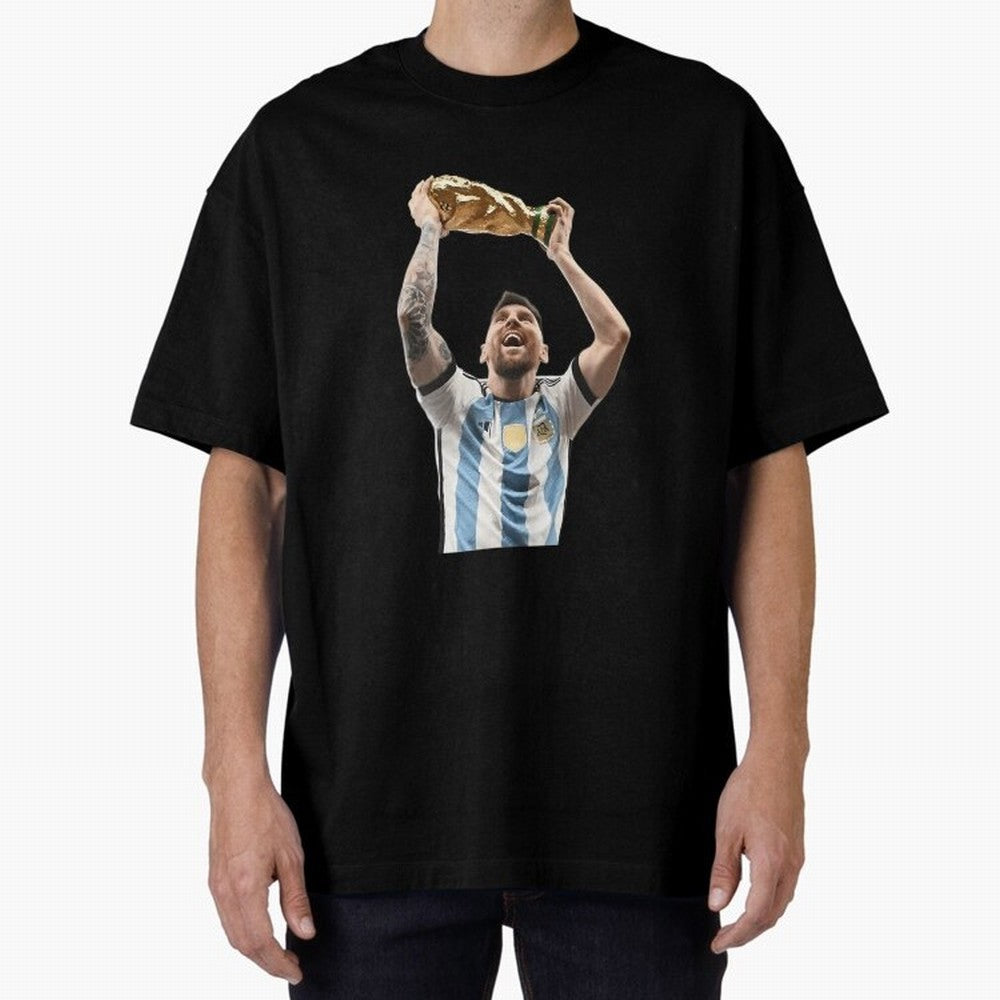 Lionel Messi Lifting The World Cup Essential T-Shirt Relive Legendary Nights from FIFA World Cup 2026 USA Canada Mexico for Fans of Cristiano Ronaldo and France, Bringing Football Passion, Legendary Performances, Festival Vibes and Supporter