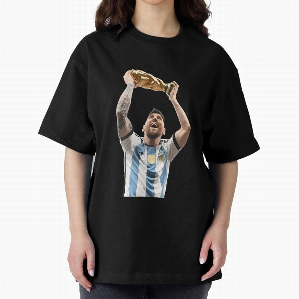 Lionel Messi Lifting The World Cup Essential T-Shirt Relive Legendary Nights from FIFA World Cup 2026 USA Canada Mexico for Fans of Cristiano Ronaldo and France, Bringing Football Passion, Legendary Performances, Festival Vibes and Supporter