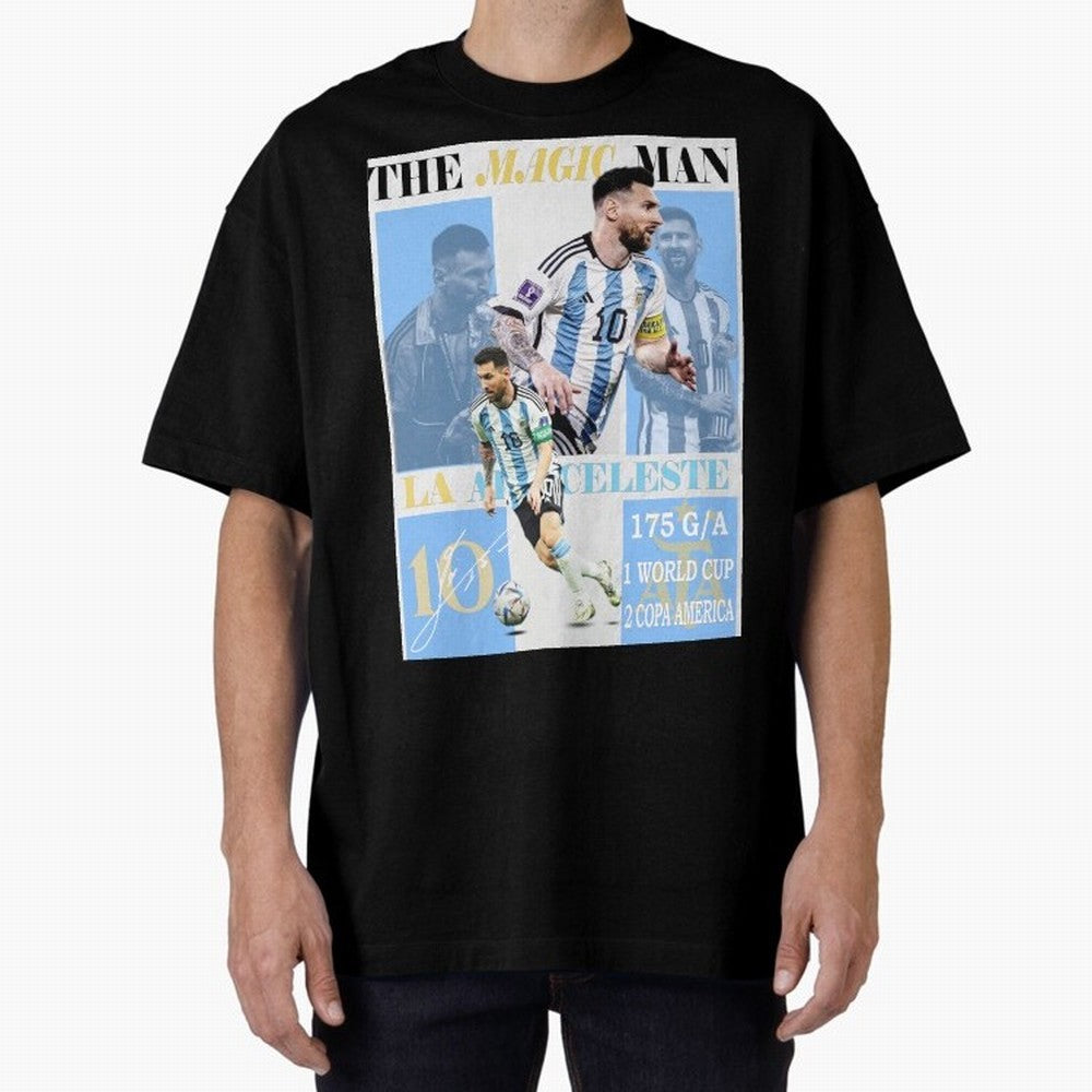 Lionel Messi Argentina World Cup 2022 Champion Victory Poster Oversized T-Shirt Bring Legendary Rivalry Energy to FIFA World Cup 2026 Group Stage for Fans of Neymar, Haaland and Cristiano Ronaldo and France, Bringing Soccer Culture, Superstar