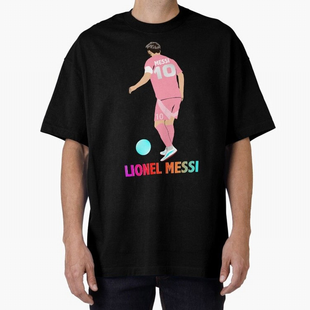 Lionel Messi illustration Oversized T-Shirt Turn Up for Global Football Passion for FIFA World Cup 2026 Group Stage, Made for Mbappe, Spain and Netherlands, Goal Celebration Energy, Supporter Heritage, Football Icons and Worldwide Tournament Joy;