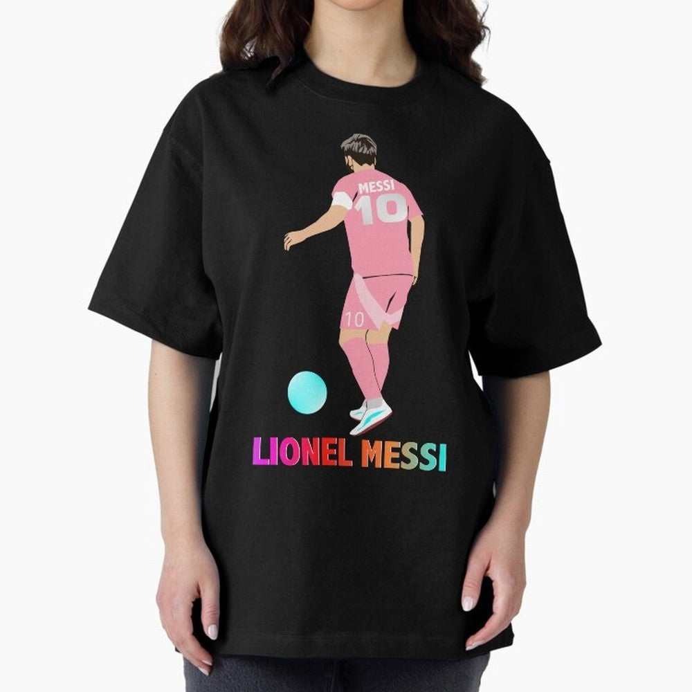 Lionel Messi illustration Oversized T-Shirt Turn Up for Global Football Passion for FIFA World Cup 2026 Group Stage, Made for Mbappe, Spain and Netherlands, Goal Celebration Energy, Supporter Heritage, Football Icons and Worldwide Tournament Joy;