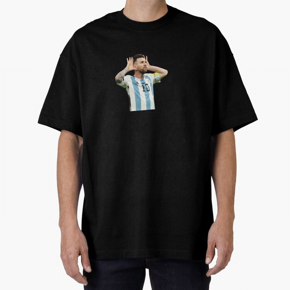 Lionel Messi Argentina Celebration Sticker Oversized T-Shirt Fuel Your Fan Pride for FIFA World Cup 2026 USA Canada Mexico Driven by Messi and Cristiano Ronaldo, France Energy, Goal Celebration Energy, Supporter Heritage, Football Icons and