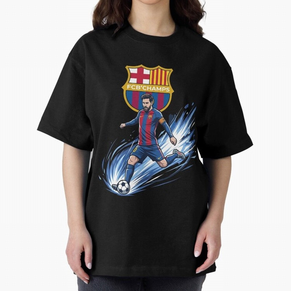 FC Barcelona Champs - The Goat Edition Oversized T-Shirt Enjoy FIFA World Cup 2026 Group Stage Celebrating CR7, England, France and Netherlands Energy, Global Supporter Spirit, Legendary Goals, National Colors and Tournament Celebration; Perfect