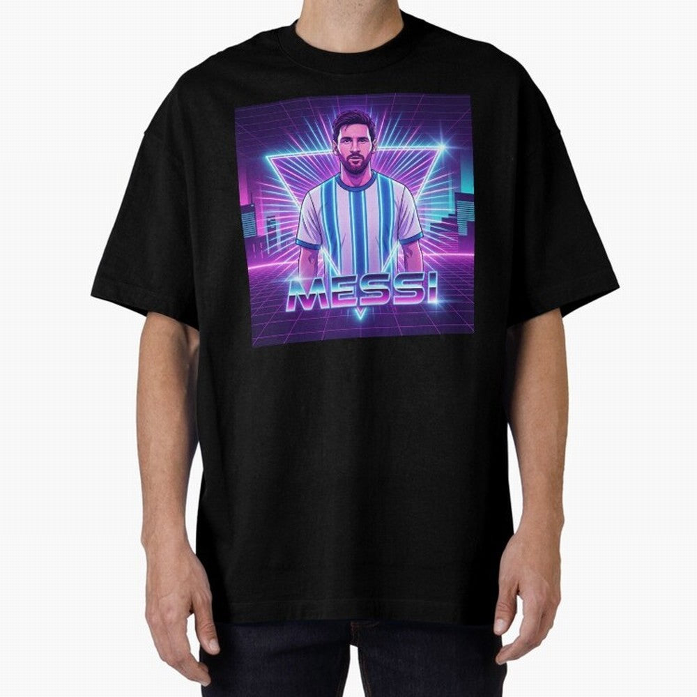 ?Argentina Football Legend Messi Cyberpunk Retro Futurist Design (Version 5) Classic T-Shirt Celebrate the Biggest Stage of Global Football Passion for FIFA World Cup 2026 USA Canada Mexico, Driven by Cristiano Ronaldo, Haaland and CR7, Spain,