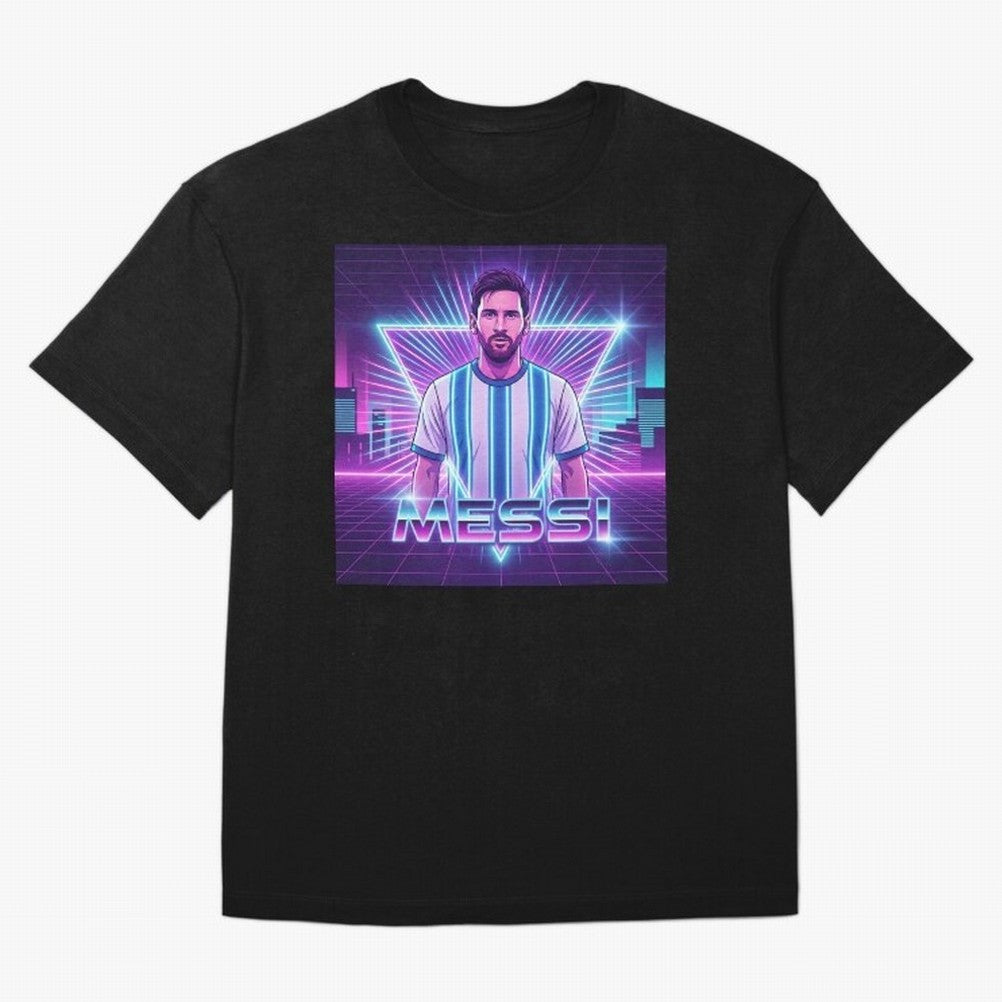 ?Argentina Football Legend Messi Cyberpunk Retro Futurist Design (Version 5) Classic T-Shirt Celebrate the Biggest Stage of Global Football Passion for FIFA World Cup 2026 USA Canada Mexico, Driven by Cristiano Ronaldo, Haaland and CR7, Spain,