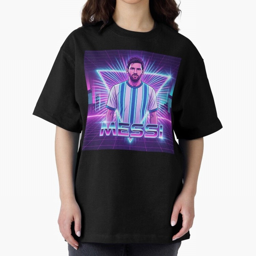 ?Argentina Football Legend Messi Cyberpunk Retro Futurist Design (Version 5) Classic T-Shirt Celebrate the Biggest Stage of Global Football Passion for FIFA World Cup 2026 USA Canada Mexico, Driven by Cristiano Ronaldo, Haaland and CR7, Spain,