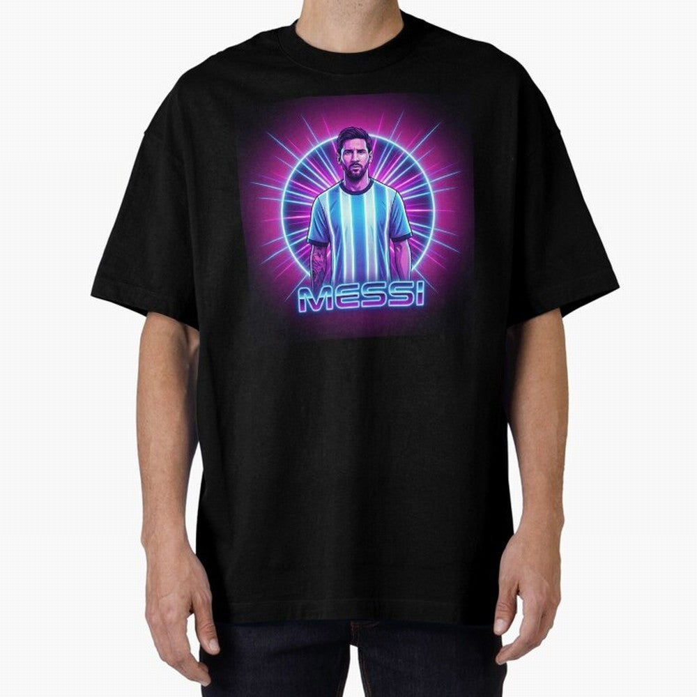 ?Argentina Football Legend Messi Cyberpunk Retro Futurist Design (Version 4) Classic T-Shirt Step into Match Day Hype around FIFA World Cup 2026 Group Stage, Cristiano Ronaldo, Haaland and CR7, Netherlands, Football History, Final Match Energy,