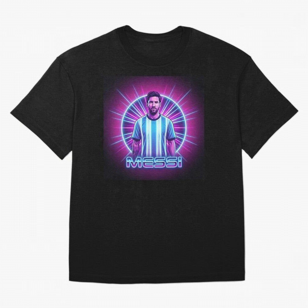 ?Argentina Football Legend Messi Cyberpunk Retro Futurist Design (Version 4) Classic T-Shirt Step into Match Day Hype around FIFA World Cup 2026 Group Stage, Cristiano Ronaldo, Haaland and CR7, Netherlands, Football History, Final Match Energy,
