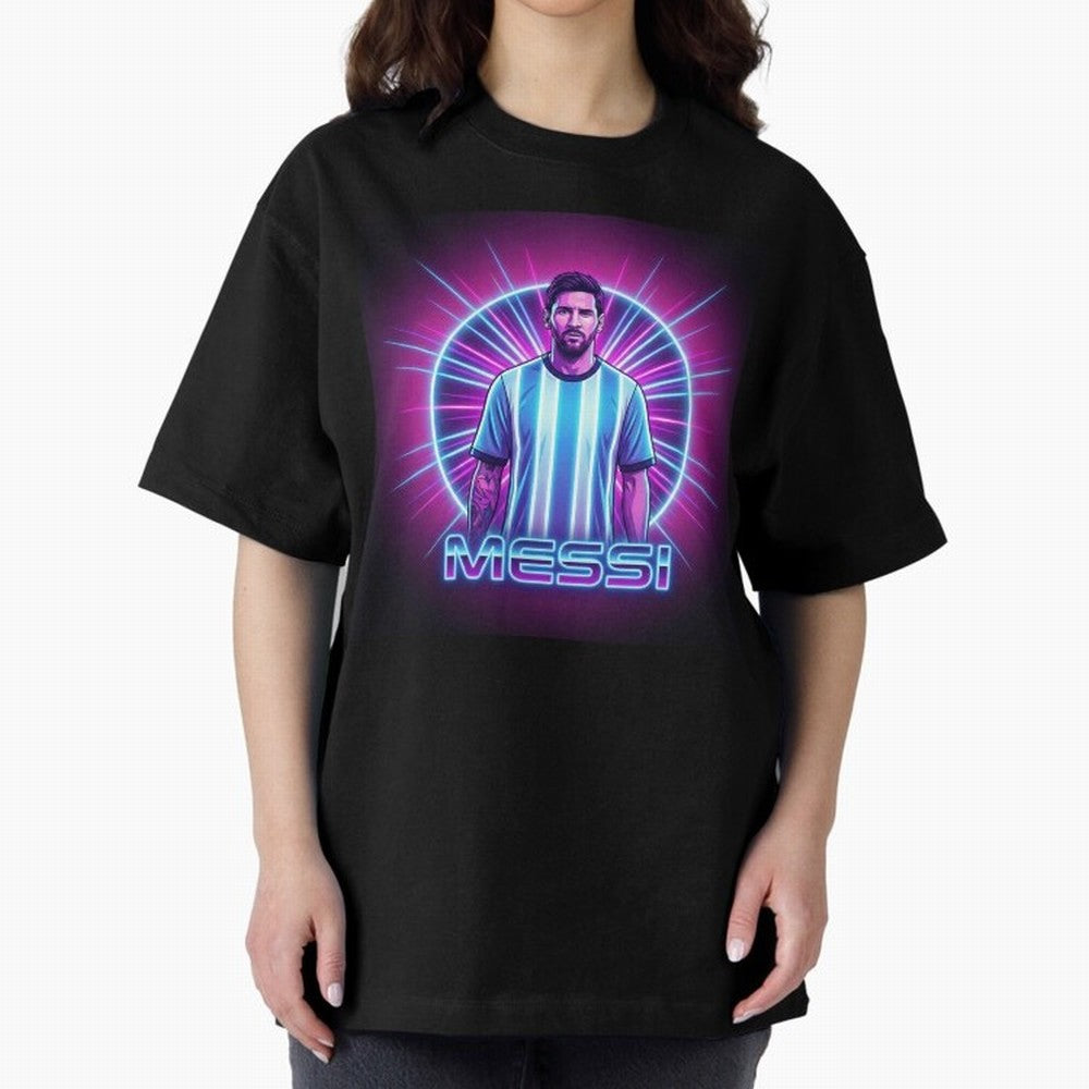 ?Argentina Football Legend Messi Cyberpunk Retro Futurist Design (Version 4) Classic T-Shirt Step into Match Day Hype around FIFA World Cup 2026 Group Stage, Cristiano Ronaldo, Haaland and CR7, Netherlands, Football History, Final Match Energy,