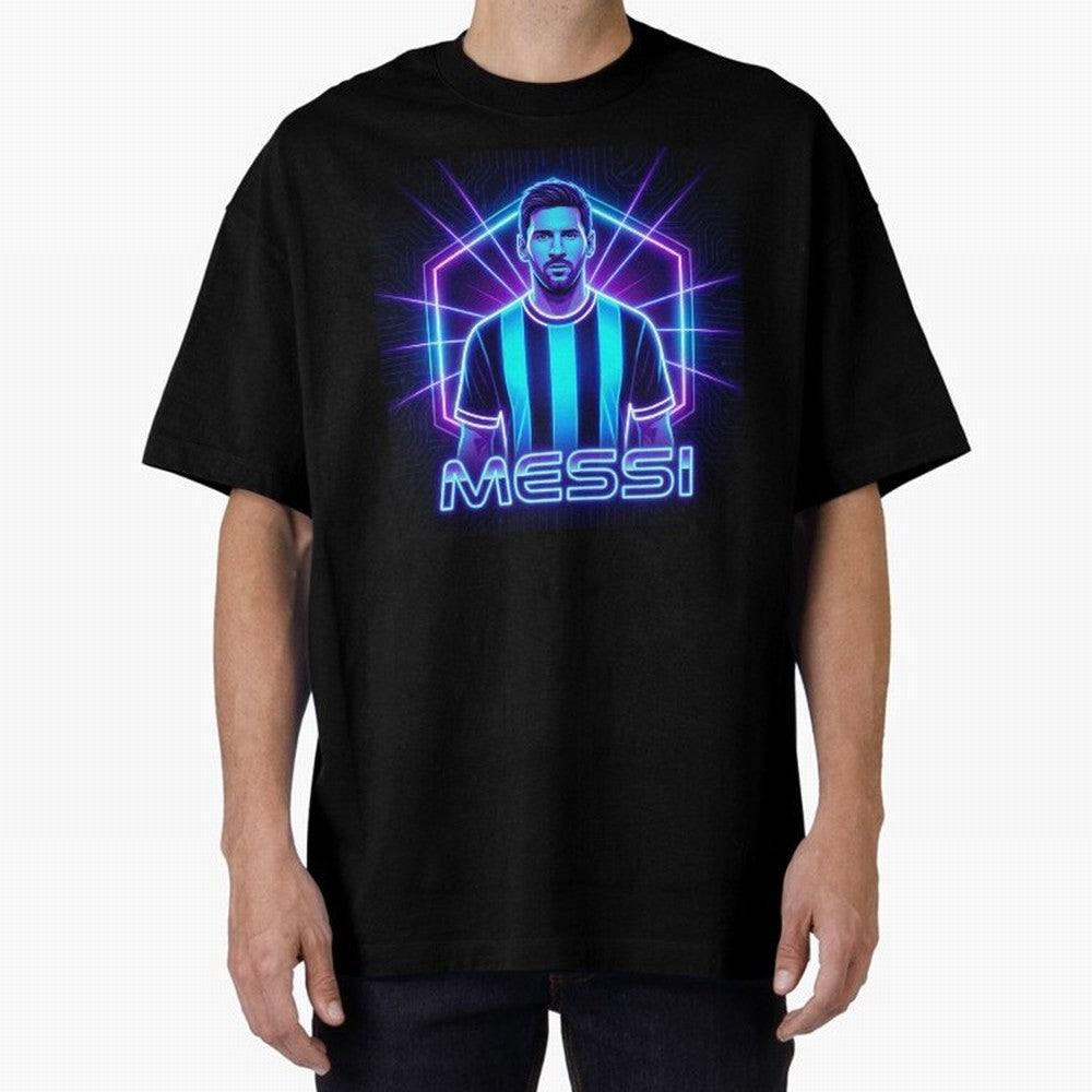 ?Argentina Football Legend Messi Cyberpunk Retro Futurist Design (Version 2) Classic T-Shirt Turn Football Passion into FIFA World Cup 2026 USA Canada Mexico for Fans of Messi, CR7 and Mbappe and France and Portugal, Bringing Championship Spirit,