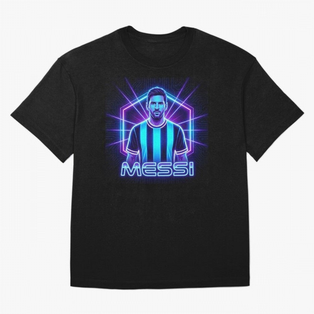 ?Argentina Football Legend Messi Cyberpunk Retro Futurist Design (Version 2) Classic T-Shirt Turn Football Passion into FIFA World Cup 2026 USA Canada Mexico for Fans of Messi, CR7 and Mbappe and France and Portugal, Bringing Championship Spirit,