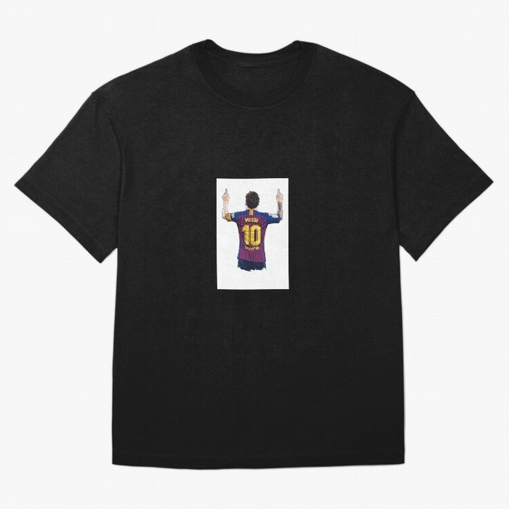Lionel Messi Celebration Outline Barcelona FC Oversized T-Shirt Celebrate Soccer Greatness during the FIFA World Cup 2026 Group Stage Journey through Messi, Neymar and Mbappe Highlights, Spain and Netherlands Pride, Global Supporter Spirit,