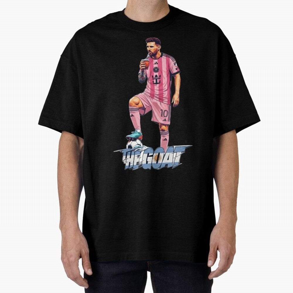 Messi Drawing Style Drinking Mate ¨C The Goat Design - Inter Miami Classic T-Shirt Carry Global Football Passion for FIFA World Cup 2026, Featuring Messi, CR7 and Mbappe, France, Sports Nostalgia, International Competition, Famous Players and