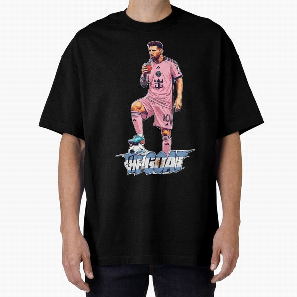 Messi Illustrated Style Drinking Mate ¨C Design by The Goat - Inter Miami Classic T-Shirt Carry Global Football Passion for FIFA World Cup 2026 USA Canada Mexico, Made for Haaland and Mbappe, Brazil, Portugal and Argentina, Soccer Culture,
