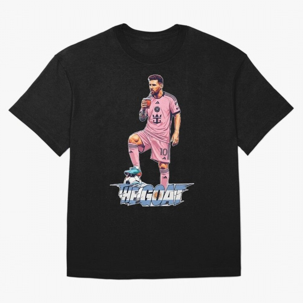 Messi Illustrated Style Drinking Mate ¨C Design by The Goat - Inter Miami Classic T-Shirt Carry Global Football Passion for FIFA World Cup 2026 USA Canada Mexico, Made for Haaland and Mbappe, Brazil, Portugal and Argentina, Soccer Culture,