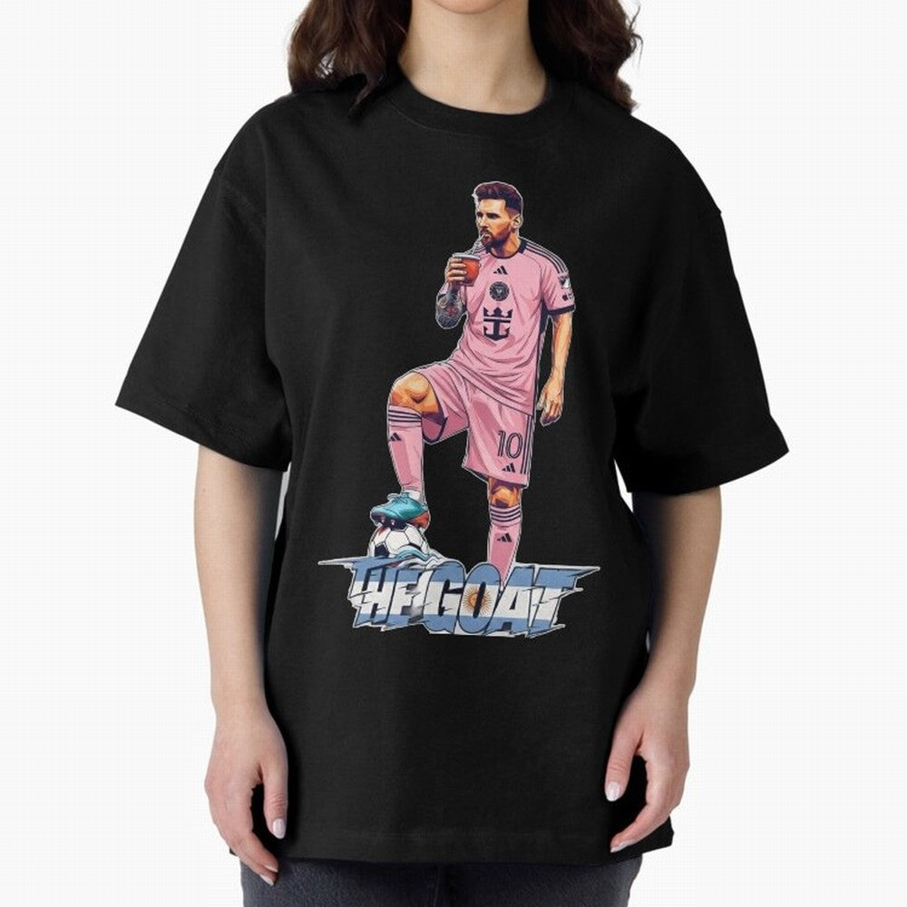 Messi Illustrated Style Drinking Mate ¨C Design by The Goat - Inter Miami Classic T-Shirt Carry Global Football Passion for FIFA World Cup 2026 USA Canada Mexico, Made for Haaland and Mbappe, Brazil, Portugal and Argentina, Soccer Culture,