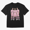 Messi, De Paul and Suarez Inter Miami artistic style ¨C MLS Soccer Oversized T-Shirt Bring Supporter Culture to Match Day Hype around FIFA World Cup 2026 USA Canada Mexico, CR7 and Messi, France and Portugal, Stadium Chants, National Pride, Trophy