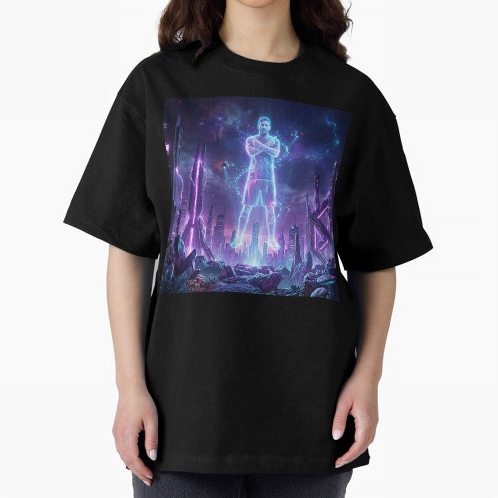 Lionel Messi (GOAT) Hologram in Futuristic Cyberpunk City Classic T-Shirt Feel the FIFA World Cup 2026 USA Canada Mexico Journey through Mbappe and Neymar Highlights, Germany Pride, Stadium Memories, Football Loyalty, International Chants and