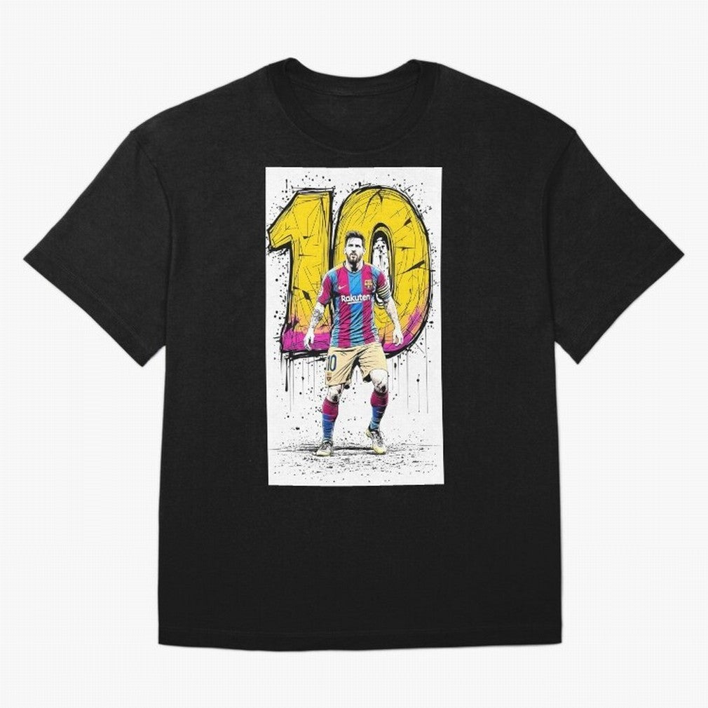 Lionel Messi Barcelona 10 Fan Art Oversized T-Shirt Feel International Energy from Global Football Passion for FIFA World Cup 2026, Highlighting Messi, Neymar and Mbappe, Brazil, Portugal and Argentina, Football Festival Excitement, Trophy