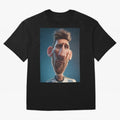 Lionel Messi Funny Soccer Cartoon Football Star Oversized T-Shirt Celebrate National Team Dreams in FIFA World Cup 2026 Group Stage Spirit, Highlighting Argentina and Brazil, Cristiano Ronaldo, Championship Spirit, Famous Goals, Roaring Crowds and