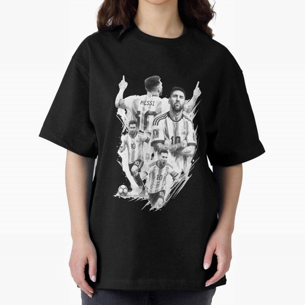 BLACK WHITE Lionel Messi watercolor illustration Classic T-Shirt Make Every Kick Count in Match Day Hype around FIFA World Cup 2026 Group Stage, Mbappe and Neymar, Argentina, France and Brazil, Retro Football Energy, Iconic Rivalries, Trophy Chase