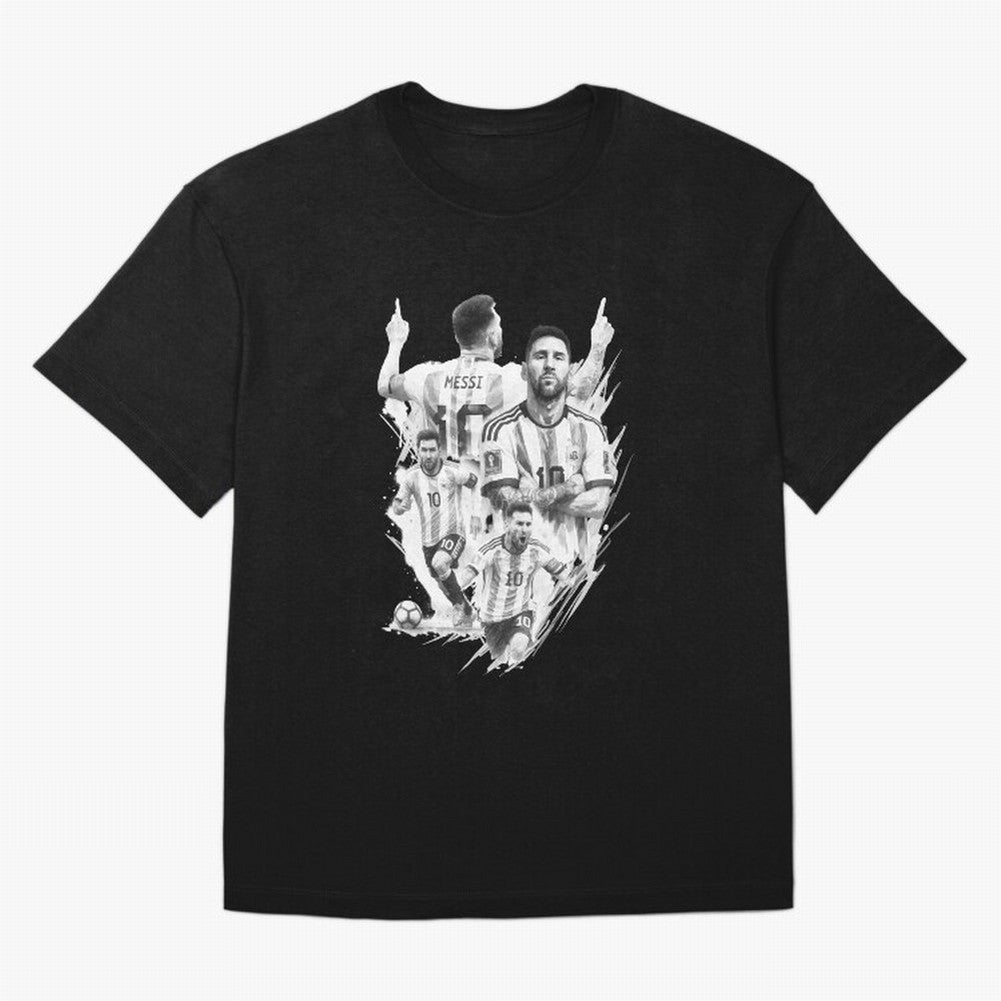 BLACK WHITE Lionel Messi watercolor illustration Classic T-Shirt Make Every Kick Count in Match Day Hype around FIFA World Cup 2026 Group Stage, Mbappe and Neymar, Argentina, France and Brazil, Retro Football Energy, Iconic Rivalries, Trophy Chase
