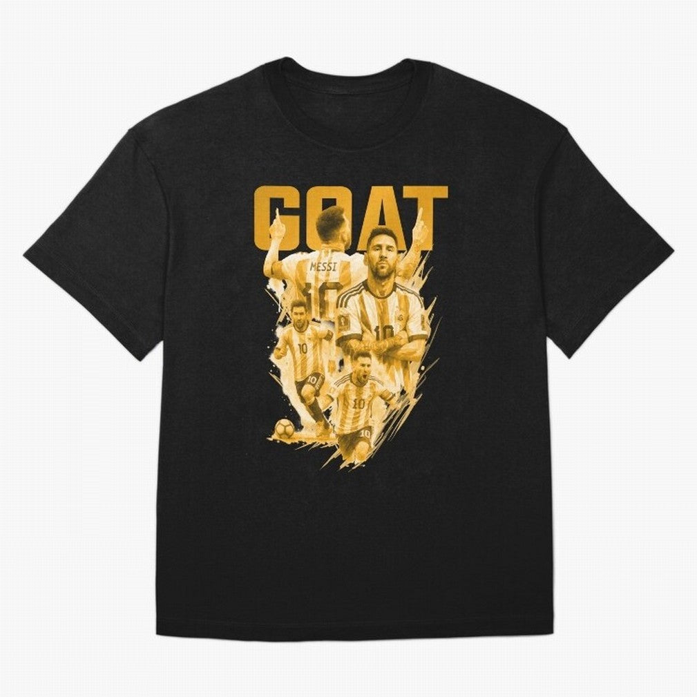 GOLD GOAT Lionel Messi watercolor illustration Oversized T-Shirt Celebrate the Next Chapter of FIFA World Cup 2026 USA Canada Mexico with Neymar, France and Portugal Energy, Champion Mindset, Group Stage Buzz, Knockout Tension and Passionate Fan
