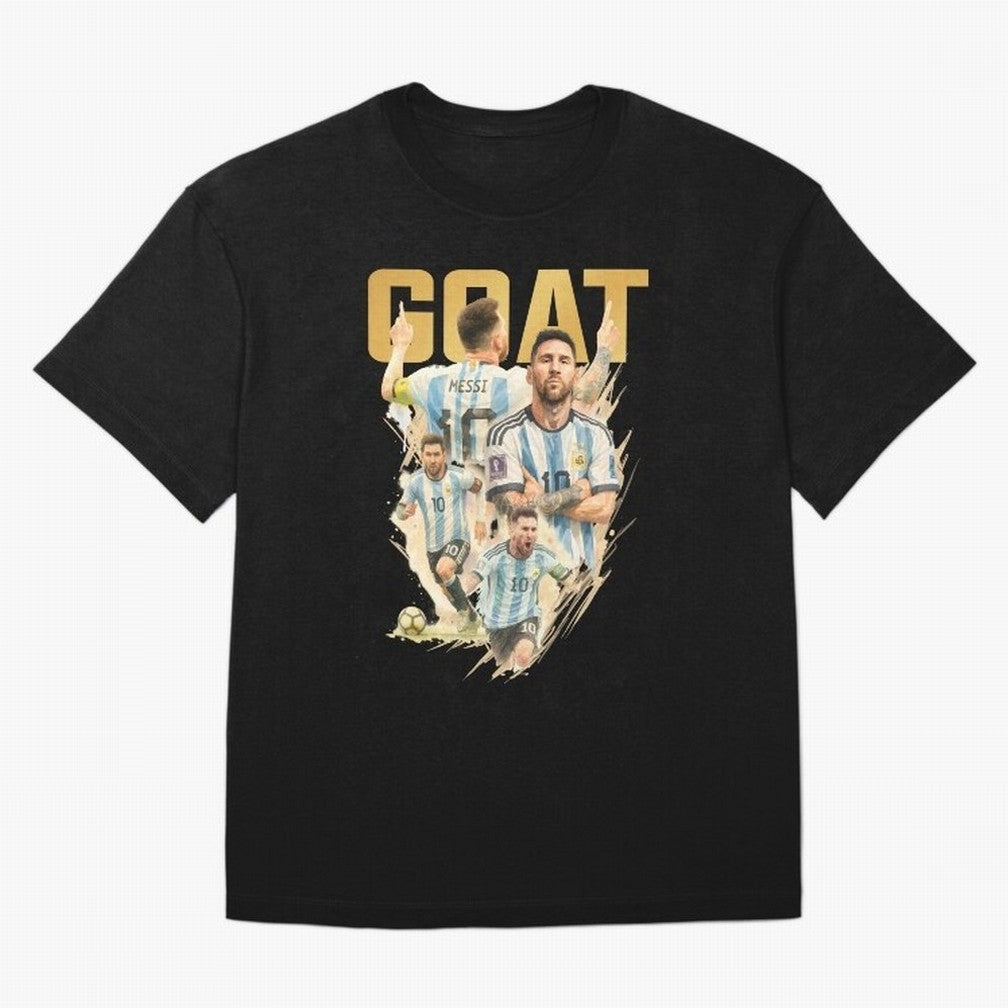GOAT Lionel Messi watercolor illustration Oversized T-Shirt Spotlight the FIFA World Cup 2026 Journey through Messi, CR7 and Mbappe Highlights, England, France and Netherlands Pride, Football Passion, Legendary Performances, Festival Vibes and