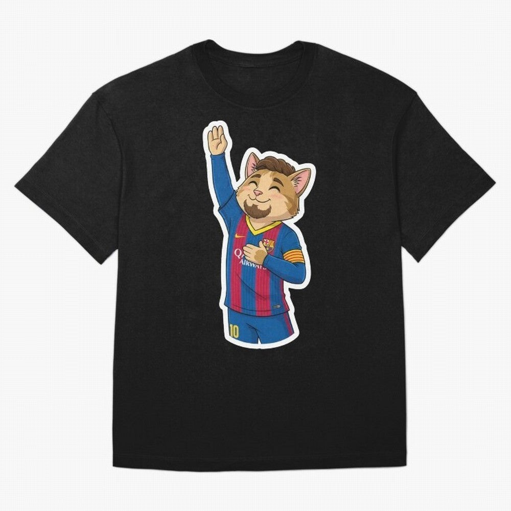 Fcb - Fc Barcelona | Cute Cat Messi with Jersey Barcelona Oversized T-Shirt Celebrate Classic Football Spirit in the FIFA World Cup 2026 USA Canada Mexico Journey through Neymar, Haaland and Cristiano Ronaldo Highlights, England and Germany Pride,