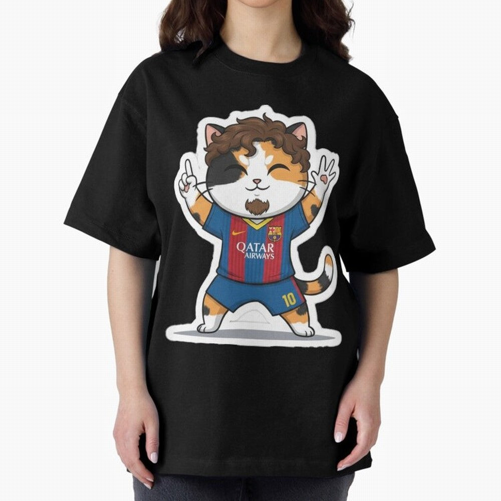 Fcb - Fc Barcelona | Cute Cat Messi with Jersey Barcelona Classic T-Shirt Stand Out with Spirit from Global Football Passion for FIFA World Cup 2026 USA Canada Mexico, Centered on Mbappe, Germany, Football History, Final Match Energy, Crowd Noise