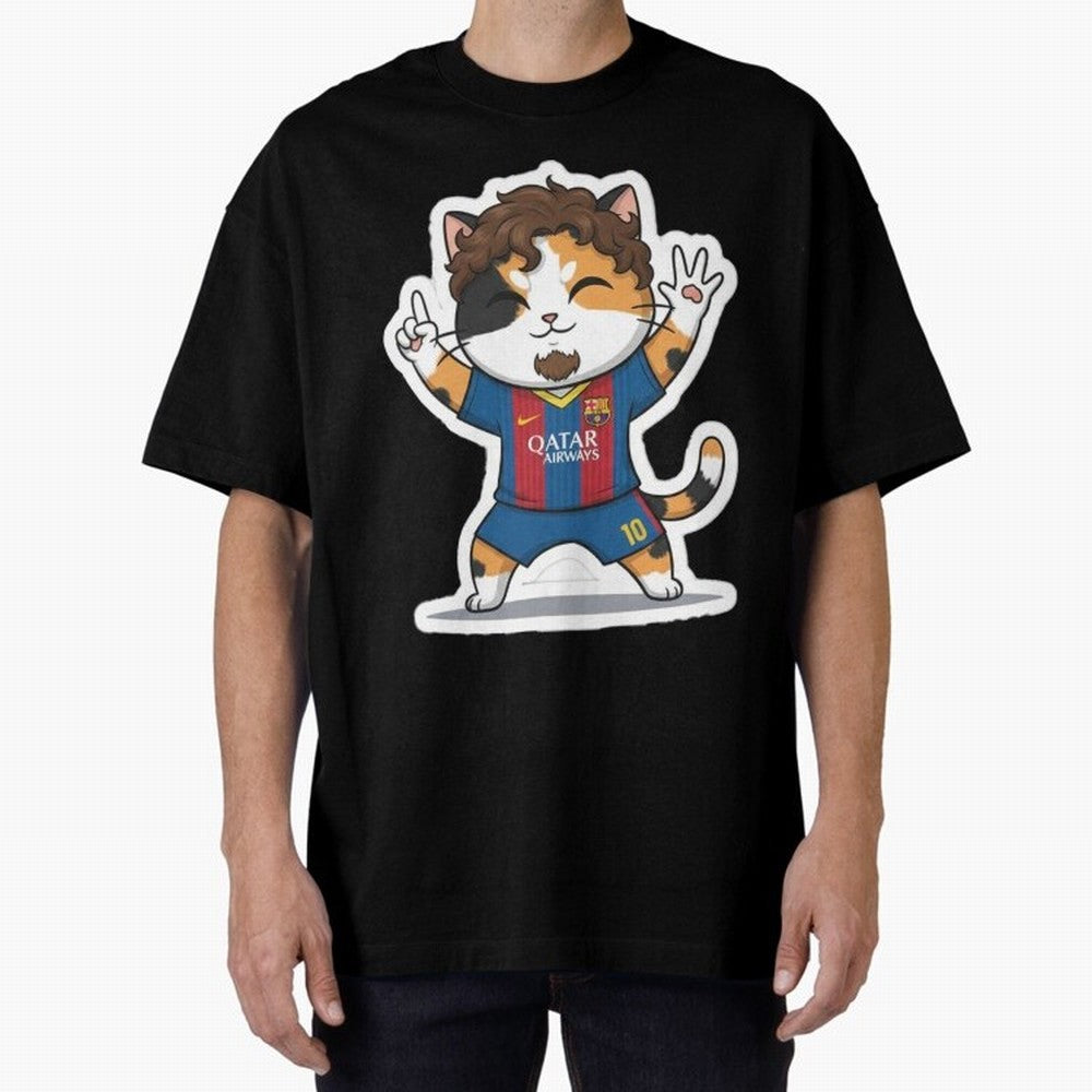 Fcb - Fc Barcelona | Cute Cat Messi with Jersey Barcelona Classic T-Shirt Stand Out with Spirit from Global Football Passion for FIFA World Cup 2026 USA Canada Mexico, Centered on Mbappe, Germany, Football History, Final Match Energy, Crowd Noise