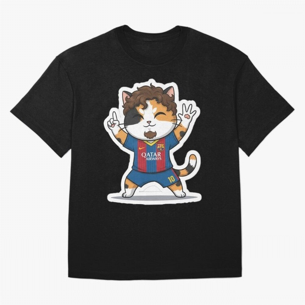 Fcb - Fc Barcelona | Cute Cat Messi with Jersey Barcelona Classic T-Shirt Stand Out with Spirit from Global Football Passion for FIFA World Cup 2026 USA Canada Mexico, Centered on Mbappe, Germany, Football History, Final Match Energy, Crowd Noise