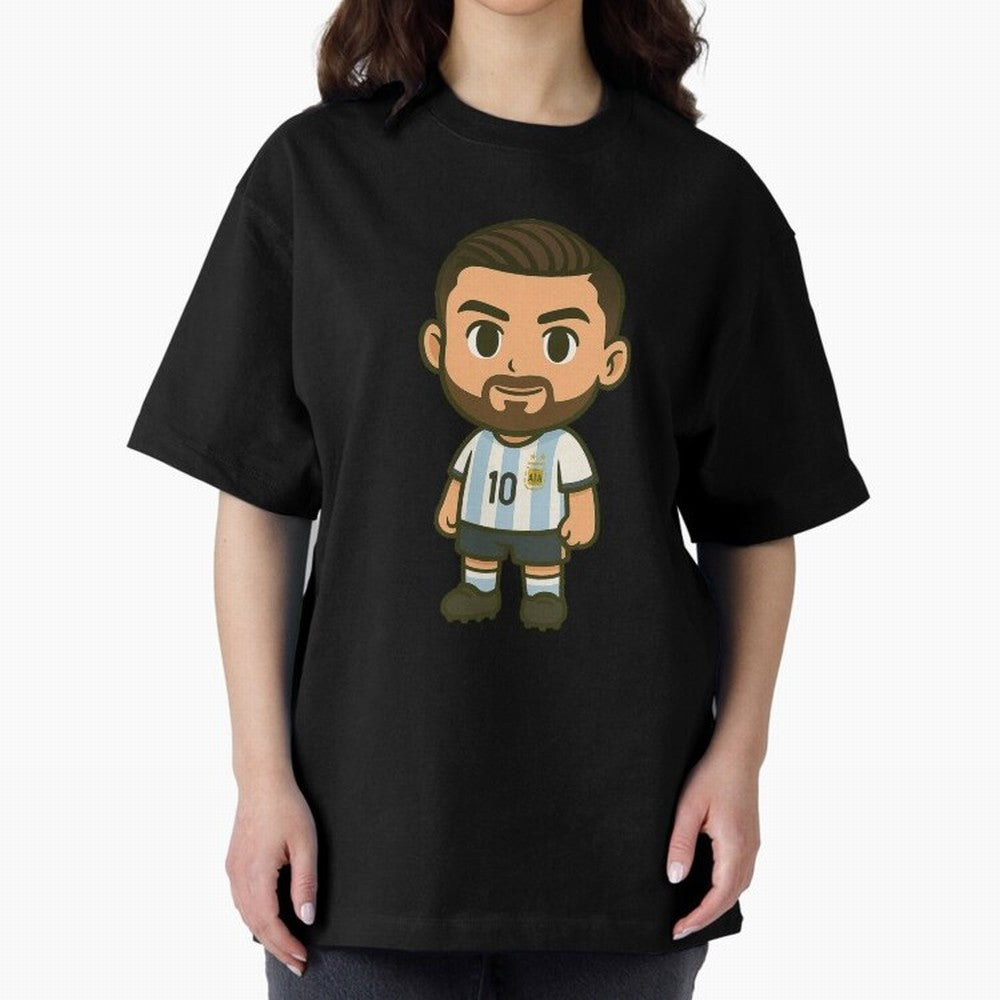 Lionel Messi Cartoon Art Argentina Classic T-Shirt Upgrade Global Football Passion for FIFA World Cup 2026 USA Canada Mexico, Highlighting Cristiano Ronaldo, Haaland and CR7, Argentina, France and Brazil, Football Festival Excitement, Trophy