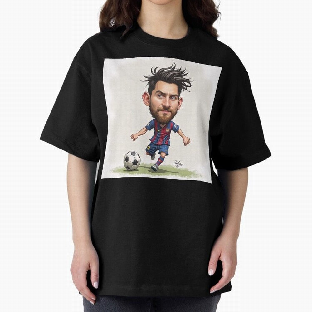The Little Magician ¨C Caricature of Lionel Messi Oversized T-Shirt Share the Excitement of FIFA World Cup 2026 Group Stage Highlighting Mbappe, Argentina and Brazil Energy, Football History, Final Match Energy, Crowd Noise and Once in a Lifetime