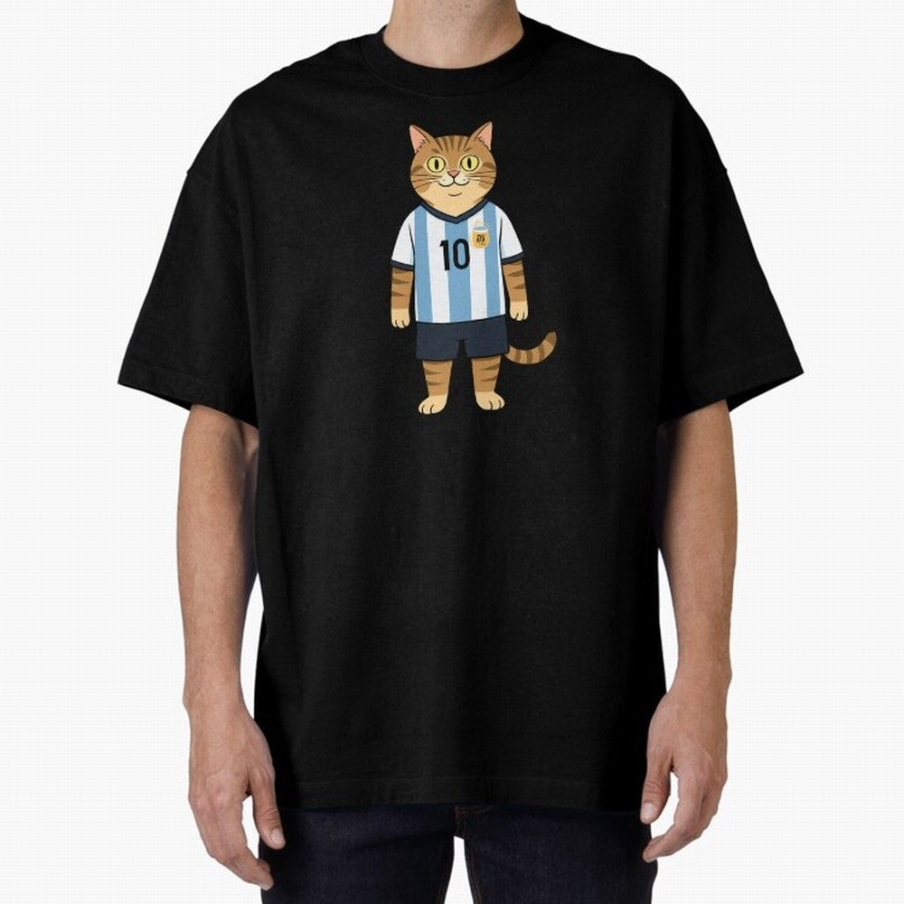 Lionel the Soccer Cat Oversized T-Shirt Relive the Noise and Pride of Match Day Hype around FIFA World Cup 2026 USA Canada Mexico, Messi, Neymar and Mbappe, France and Portugal, Football Festival Excitement, Trophy Ambitions, Country Rivalries and