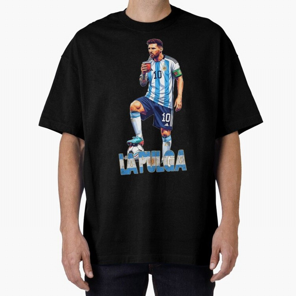 Messi the Flea Drinking Mate ¨C Unique Design by The Goat Classic T-Shirt Stand Proud for FIFA World Cup 2026 Group Stage Driven by Mbappe and Neymar, Brazil, Portugal and Argentina Energy, Worldwide Fan Energy, Dramatic Goals, Stadium Lights and